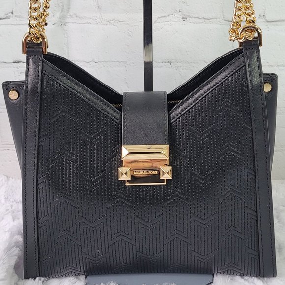 Michael Kors Whitney Quilted Small Chain Shoulder Tote Black Leather - Picture 6 of 16